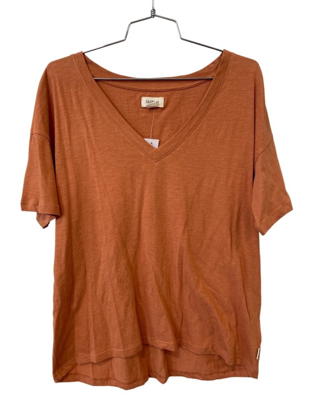 UpWest T-Shirt XS V-Neck Short Sleeve Tee Cotton Rust Orange Everyday Wear NEW